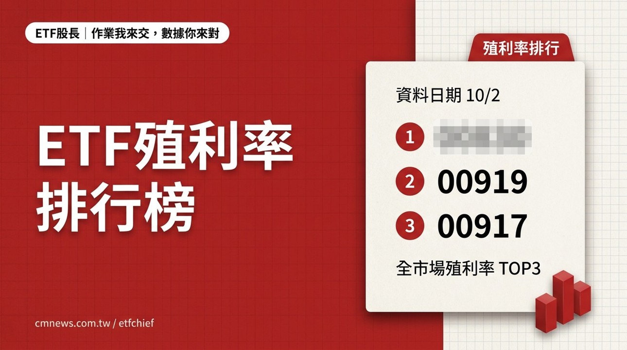 10/2 ETF 殖利率排行榜｜最高 00830(國泰費城半導體) 13.87%、債券型最高 00953B(群益優選非投等債) 8.00%