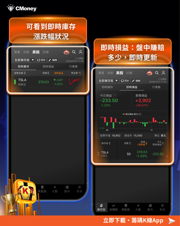 台股美股一次看清：《籌碼K線》庫存功能全面升級