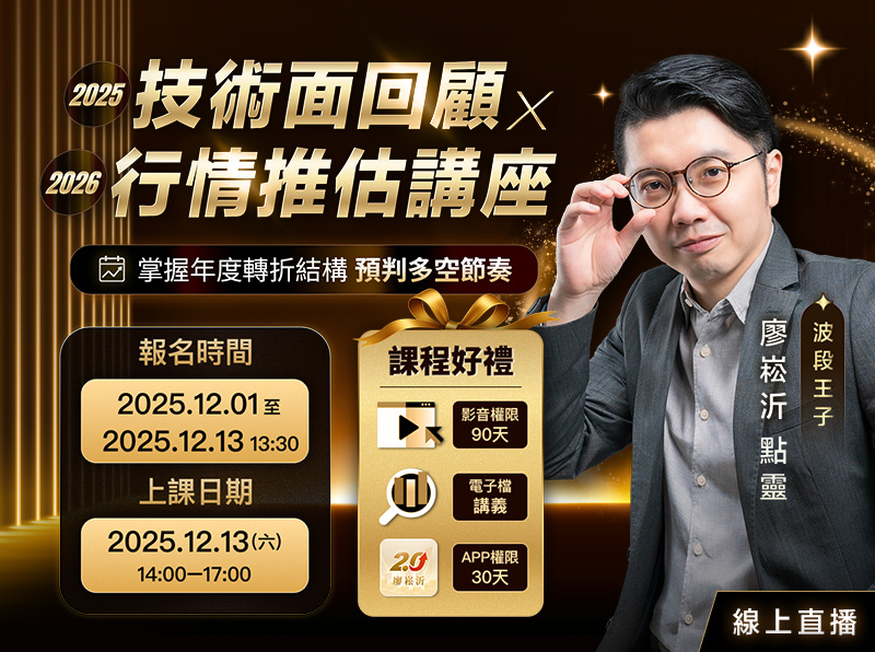 【付費直播】廖崧沂｜2025技術面回顧 × 2026行情推估講座