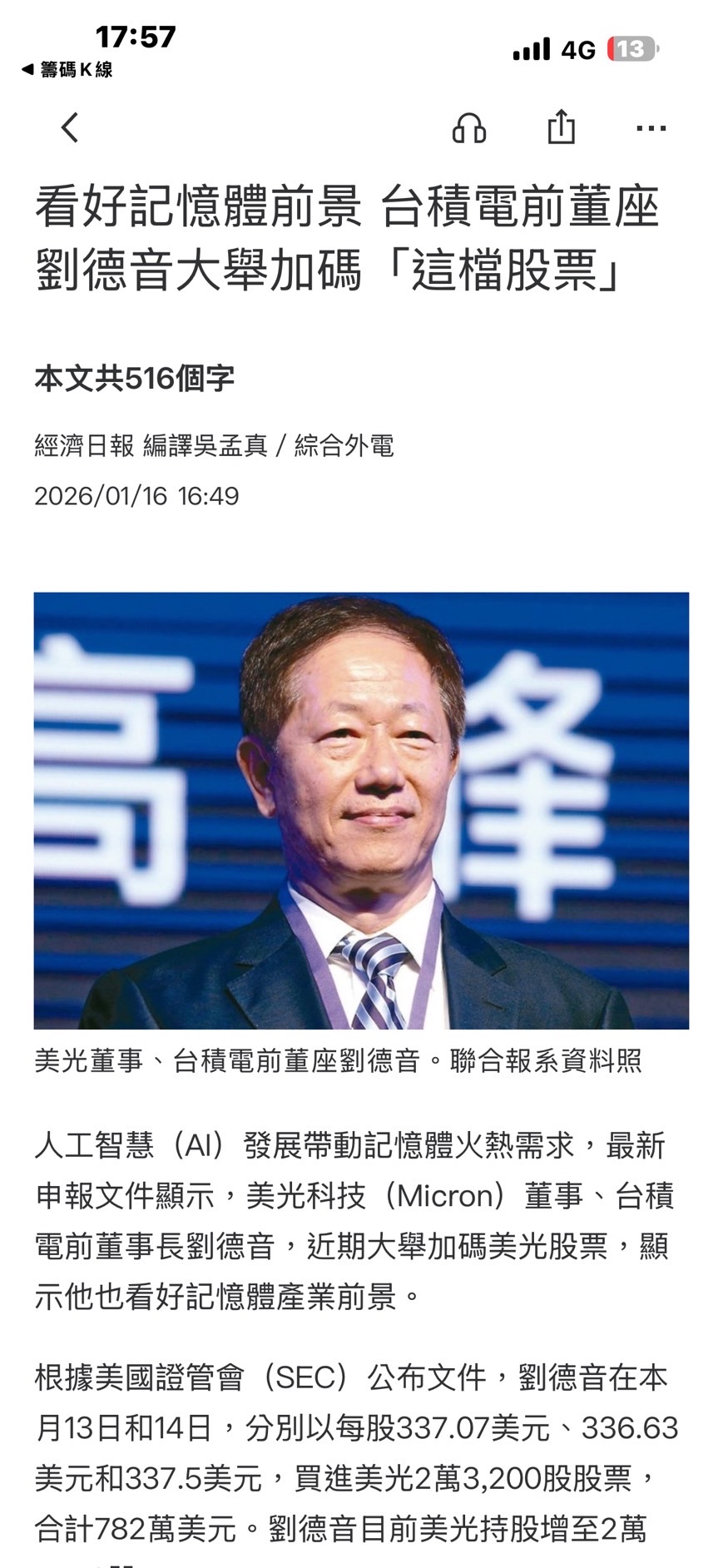 6770 力積電- 前台積電董事長也看好美光加碼不少美光股票力積電鹹魚大翻身...｜CMoney 股市爆料同學會