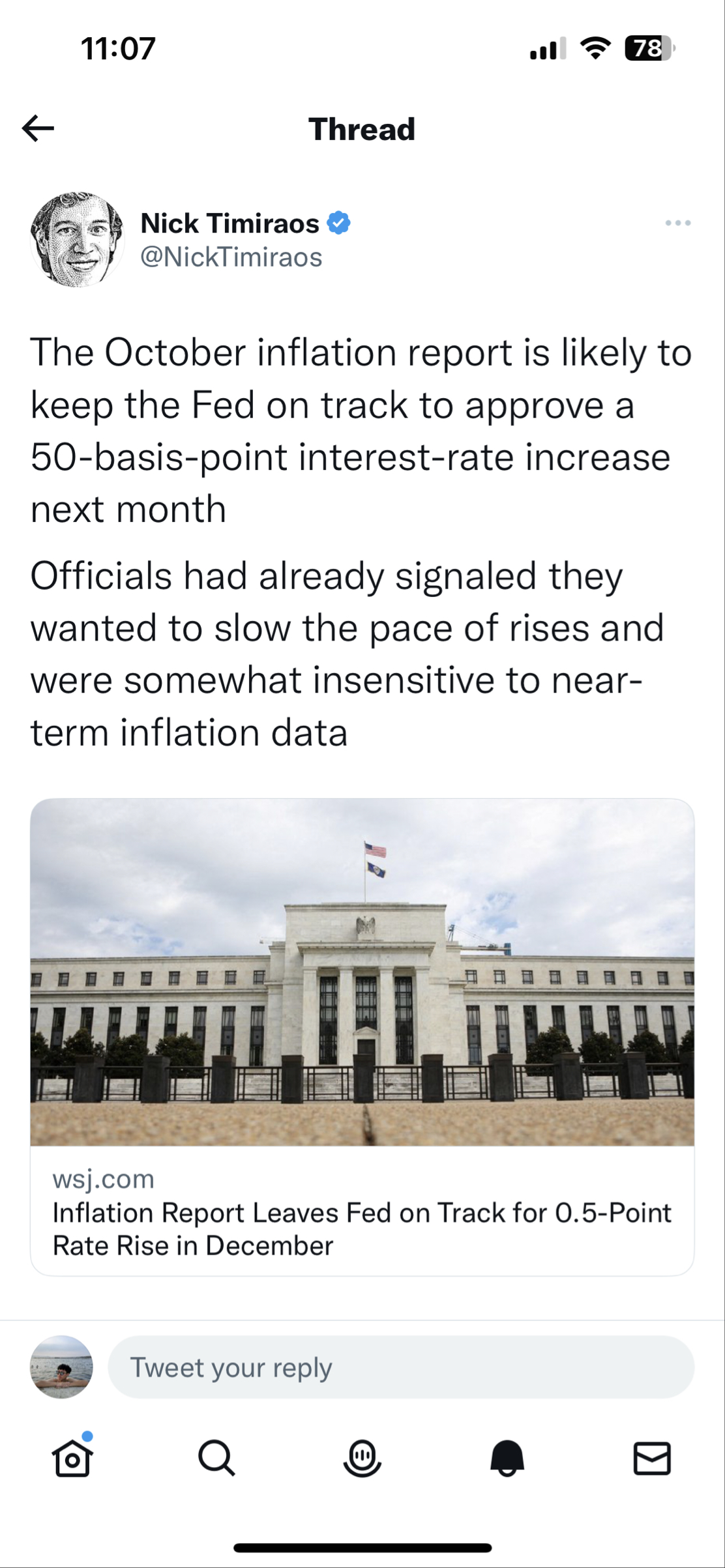 DJI 道瓊指數- 有Fed傳聲筒之稱的《華爾街日報》記者Nick Timira...｜CMoney 股市爆料同學會
