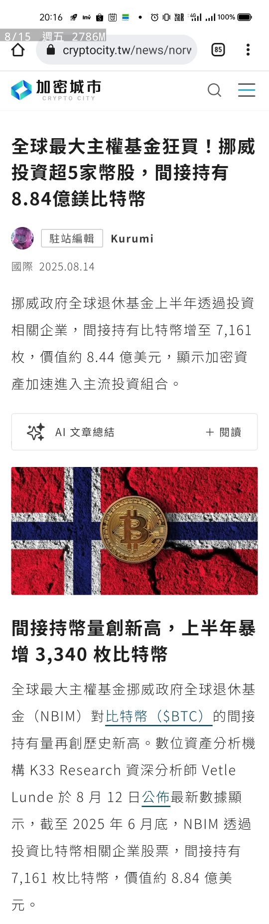 TWA00 加權指數- 全球最大主權基金狂買！挪威間接持有七千枚比特幣，8.8億鎂｜CMoney 股市爆料同學會