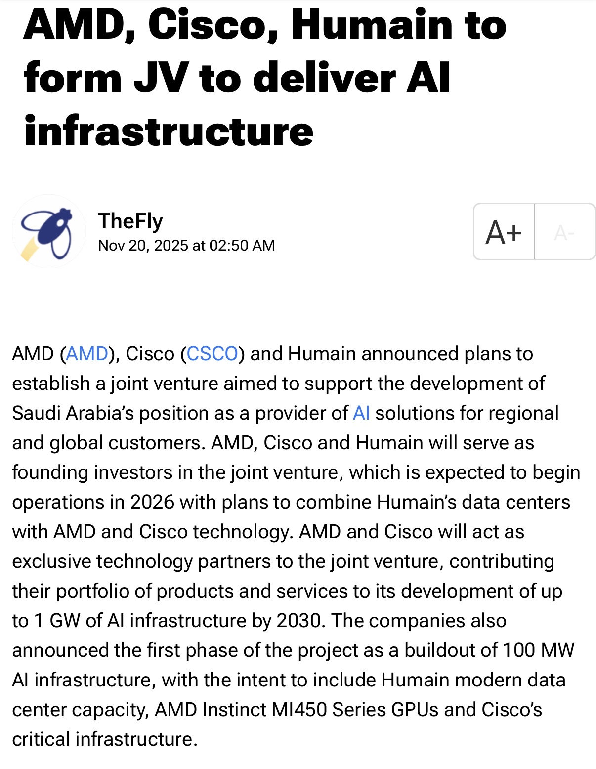 AMD 超微半導體- AMD、思科與Humain宣布計劃成立合資企業，旨在支持沙烏...｜CMoney 股市爆料同學會