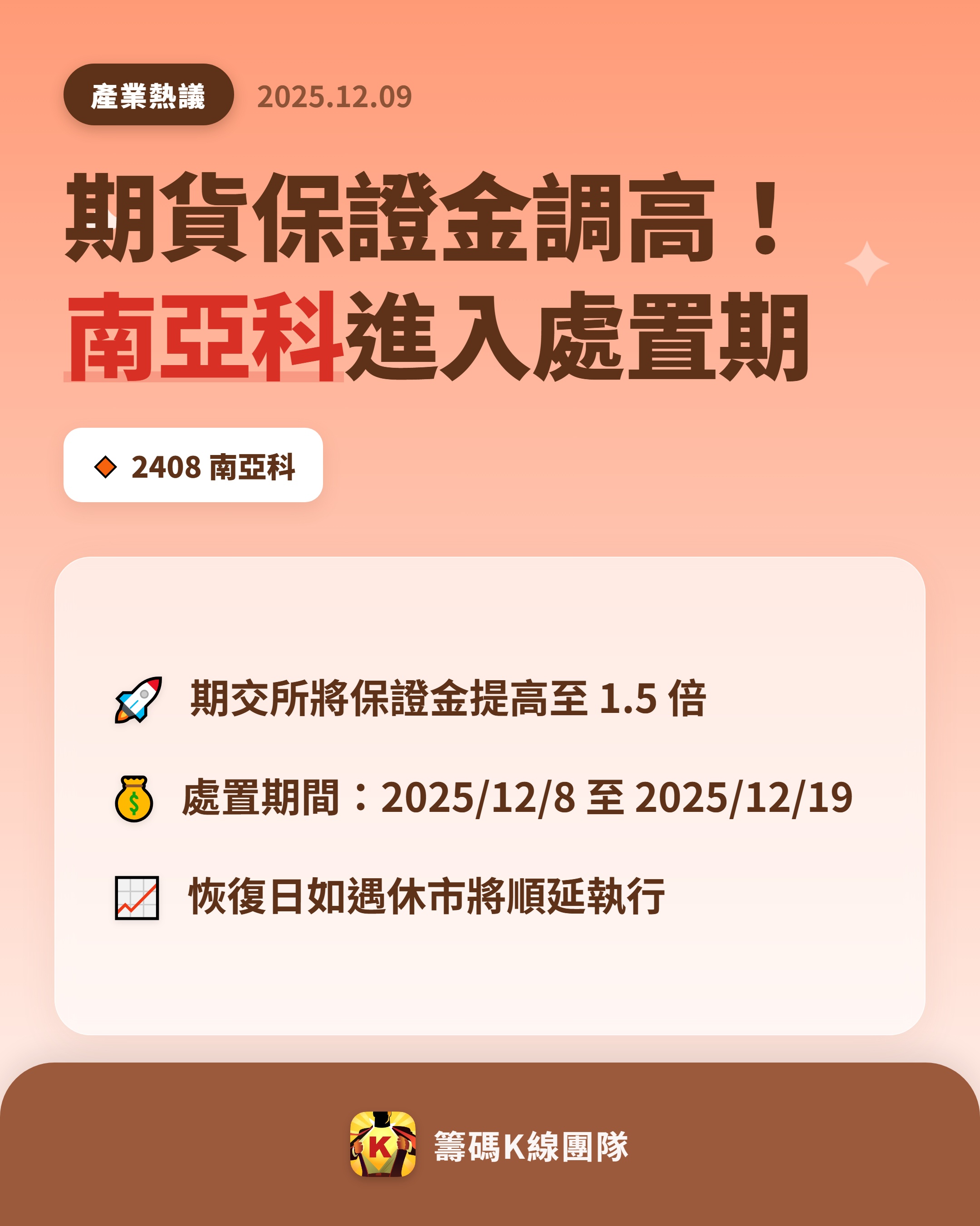 2408 南亞科- 🔥 期貨保證金調高，南亞科進入處置期🔥 臺灣期貨交易...｜CMoney 股市爆料同學會