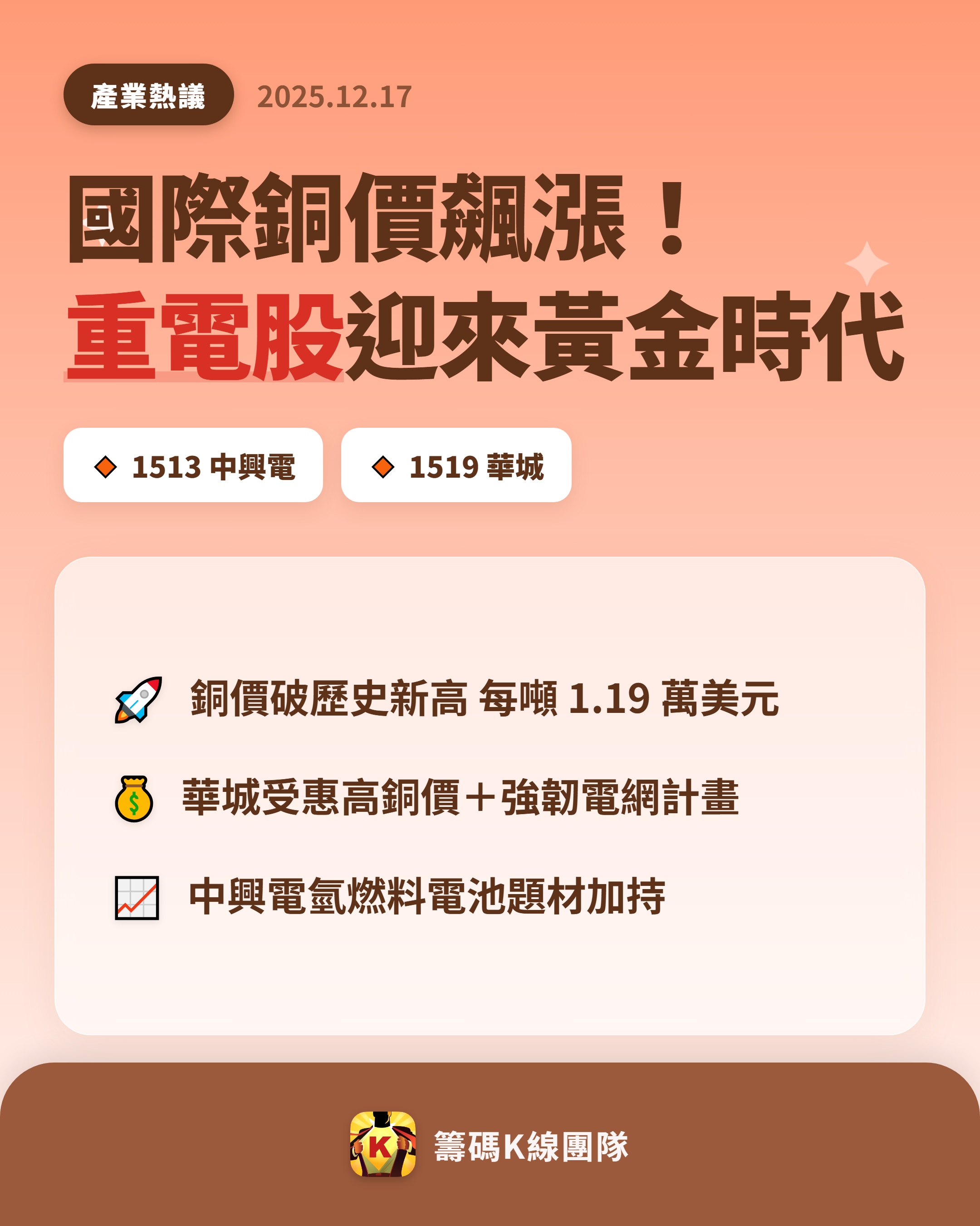 1513 中興電- 🔥 國際銅價再創新高！重電廠迎來黃金時代🔥 國際銅價...｜CMoney 股市爆料同學會