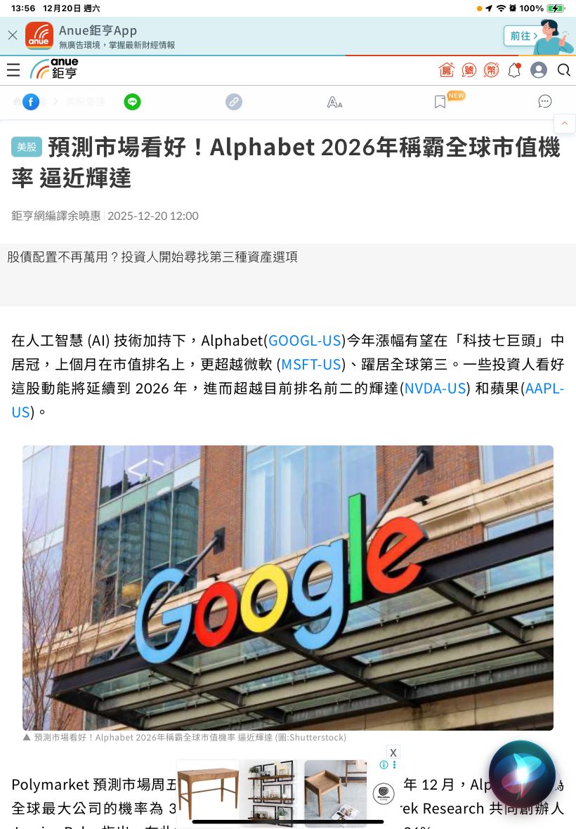 2330 台積電- Polymarket預測谷歌明年有機會成為全球最大市值公司｜CMoney 股市爆料同學會