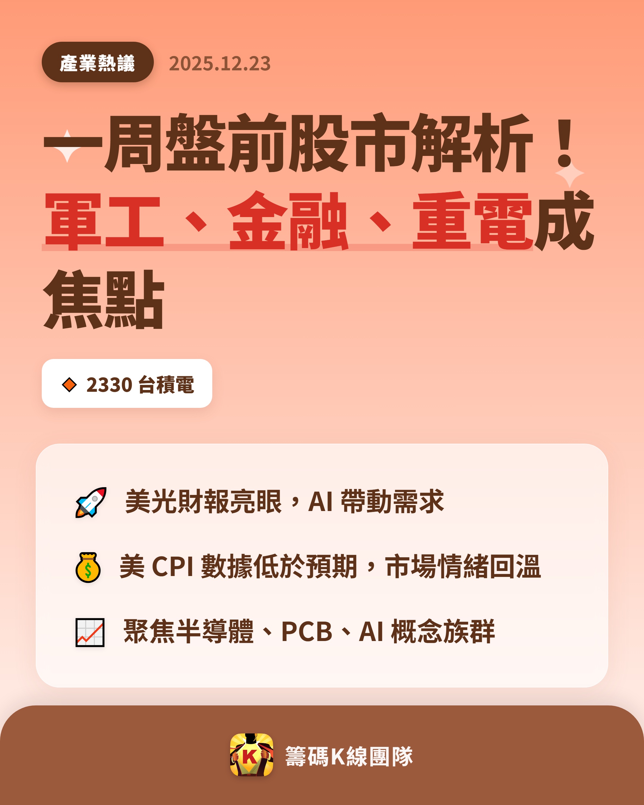 2330 台積電- 🔥 台股反彈，年底行情有望🔥 台股上週五（19 日）...｜CMoney 股市爆料同學會