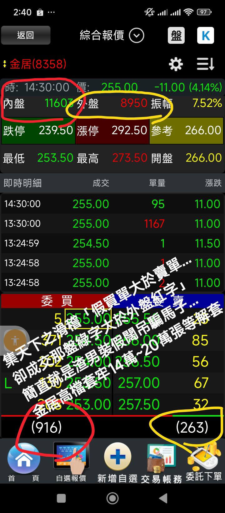 金居：大笑話「掛假買單大於賣單/卻成交外盤紅字小於內盤綠字」｜CMoney 股市爆料同學會