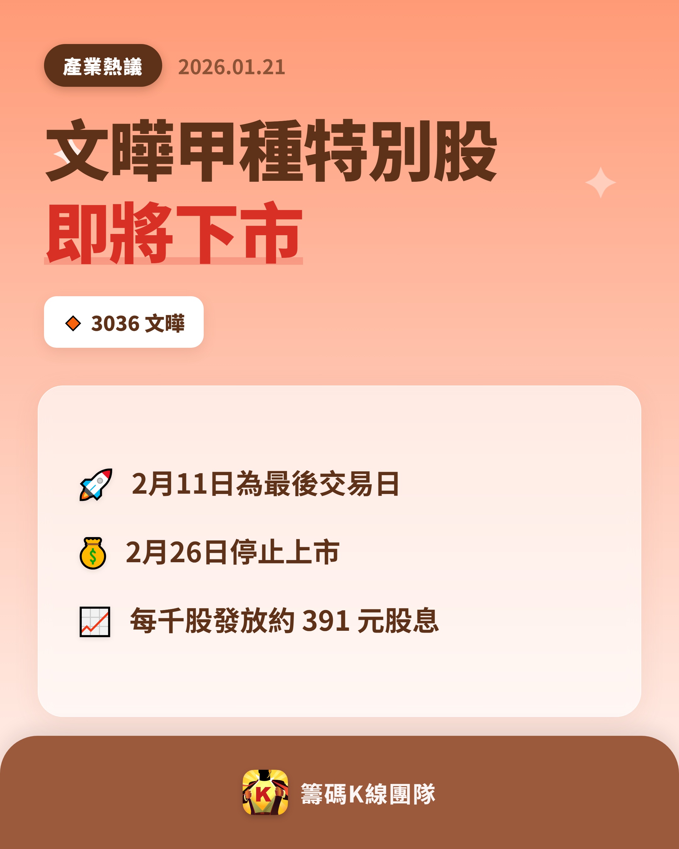 3036 文曄- 🔥 文曄甲種特別股即將下市🔥 文曄（3036）發布重...｜CMoney 股市爆料同學會
