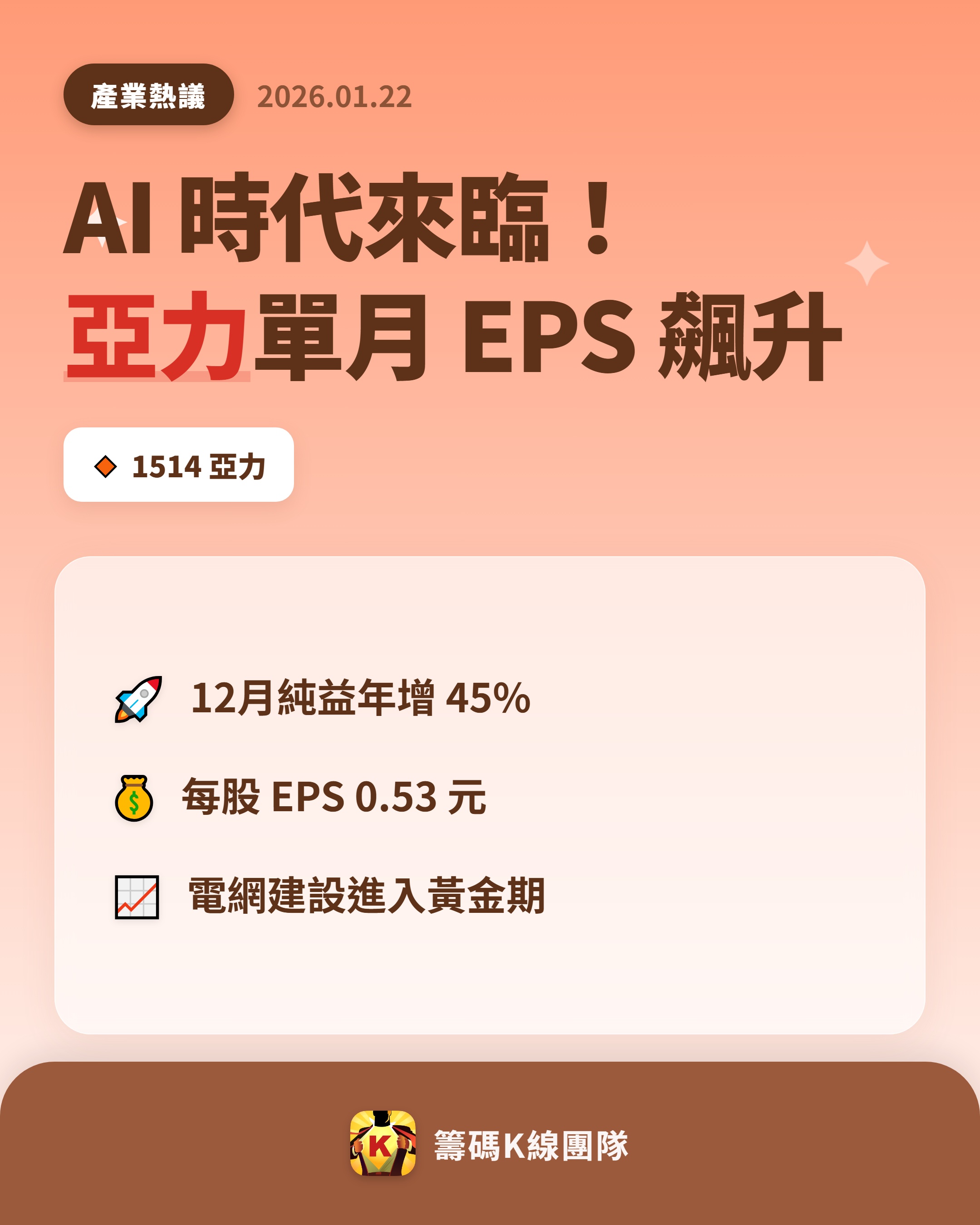 1514 亞力- 🔥 AI 帶動電力設備需求！亞力業績亮眼🔥 亞力（1...｜CMoney 股市爆料同學會