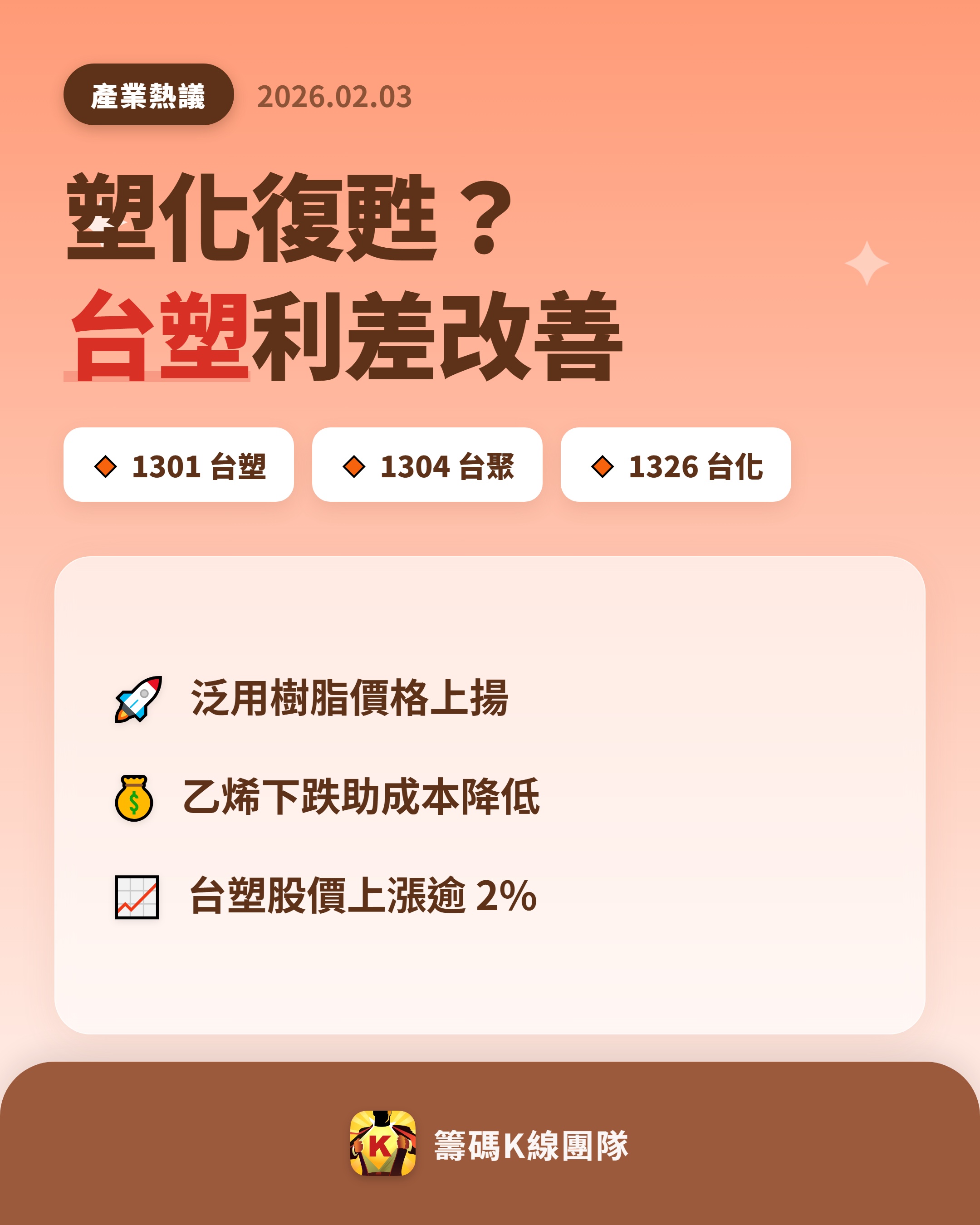 1301 台塑 - 🔥 塑化產業好消息 🔥 【泛用樹脂行情走揚，台塑迎利多...｜CMoney 股市爆料同學會