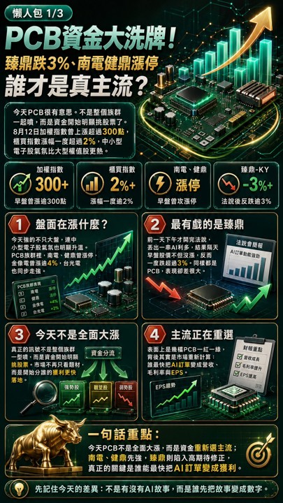 臻鼎大利多卻跌,健鼎南電漲停,PCB到底誰搶手?