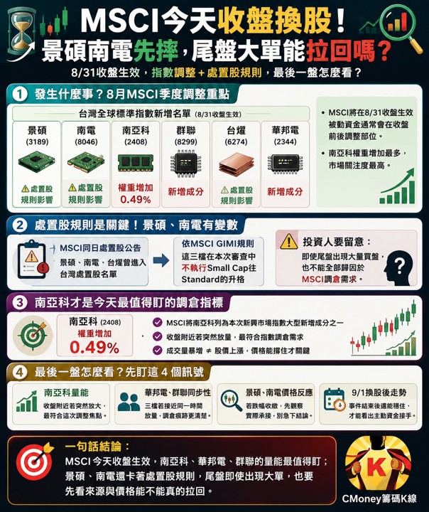 MSCI今天收盤換股!景碩南電先摔,尾盤大單能拉回嗎?