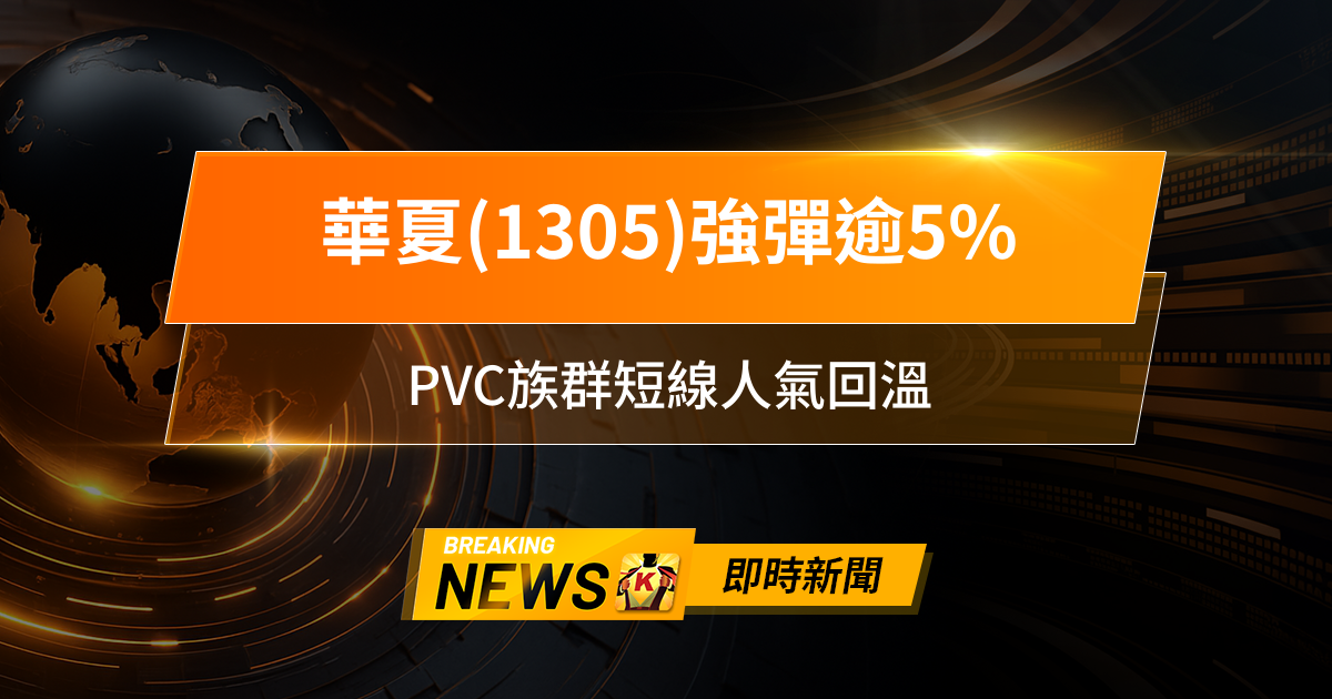 【10:29 即時新聞】華夏(1305)強彈逾5%,外資連六買+主力回補,PVC族群短線人氣回溫