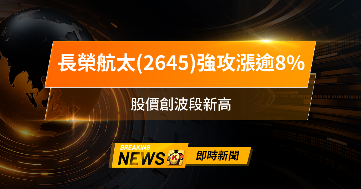 【10:17 即時新聞】長榮航太(2645)強攻漲逾8％，軍工題材點火、法人連日加碼，股價創波段新高