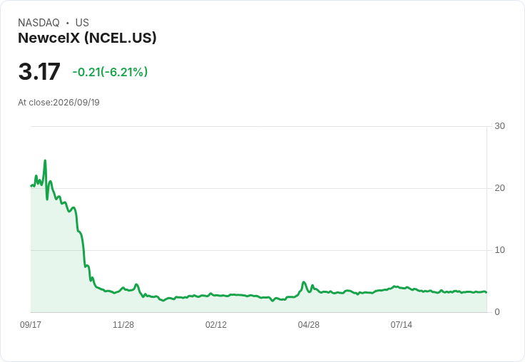 NewcelX 2026年上半年每股盈餘虧損達-$0.96,財務狀況仍顯示正面展望!