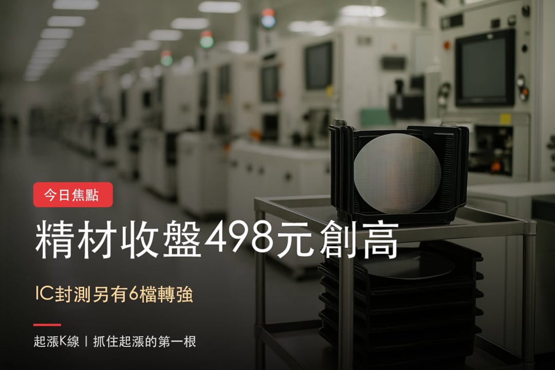 精材收盤498.5元創高,IC封測族群另有6檔轉強