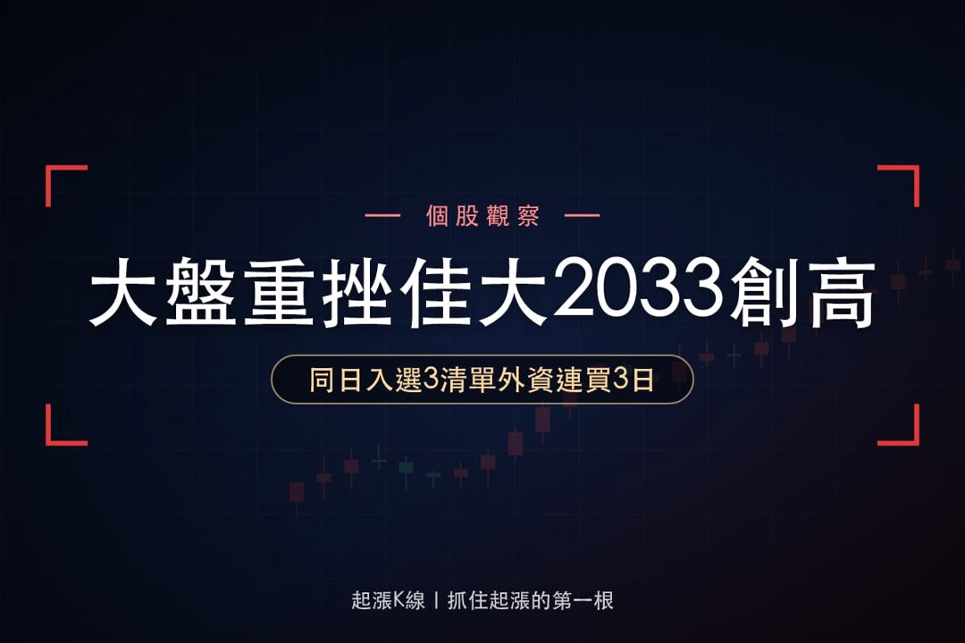 【最新消息】同日入選3份多方清單，「佳大」股價創新高！