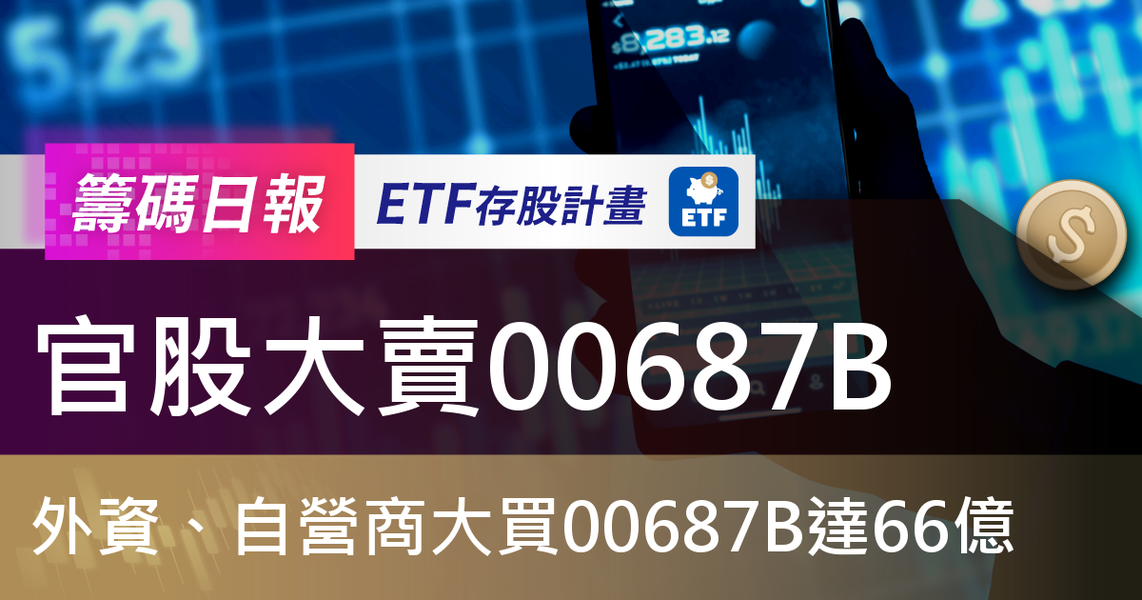 【ETF籌碼日報】官股大賣00687B,外資、自營商大買00687B達66億