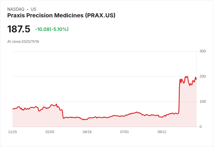 【03:23 即時新聞】Praxis Precision Medicines(PRAX)急跌5.1％ 技術面亮警訊