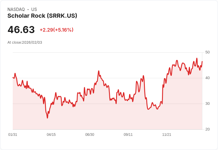 【02:36 即時新聞】Scholar Rock (SRRK) 漲+5.19%
